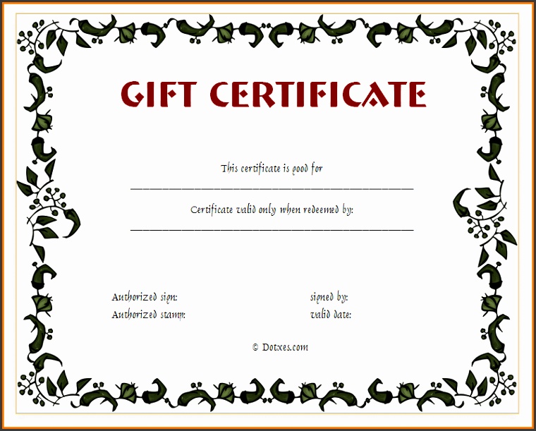 Printable Certificate Templates Free Printable Gift Certificate Template In Floral Design
