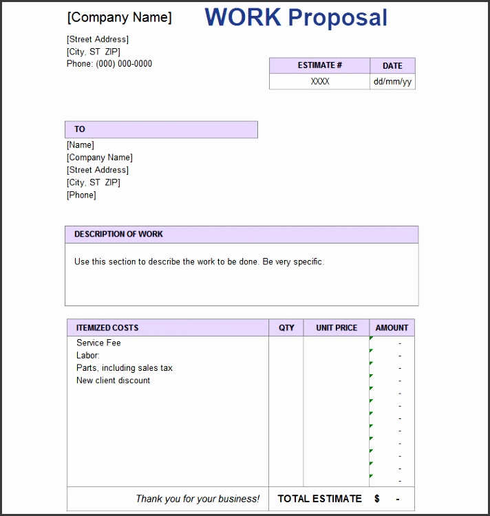 Simple Job Proposal Template Doc