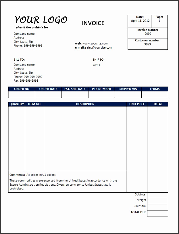 Free Invoice Template Downloads Download sales invoice template contractor invoices