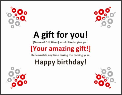 Gift certificate