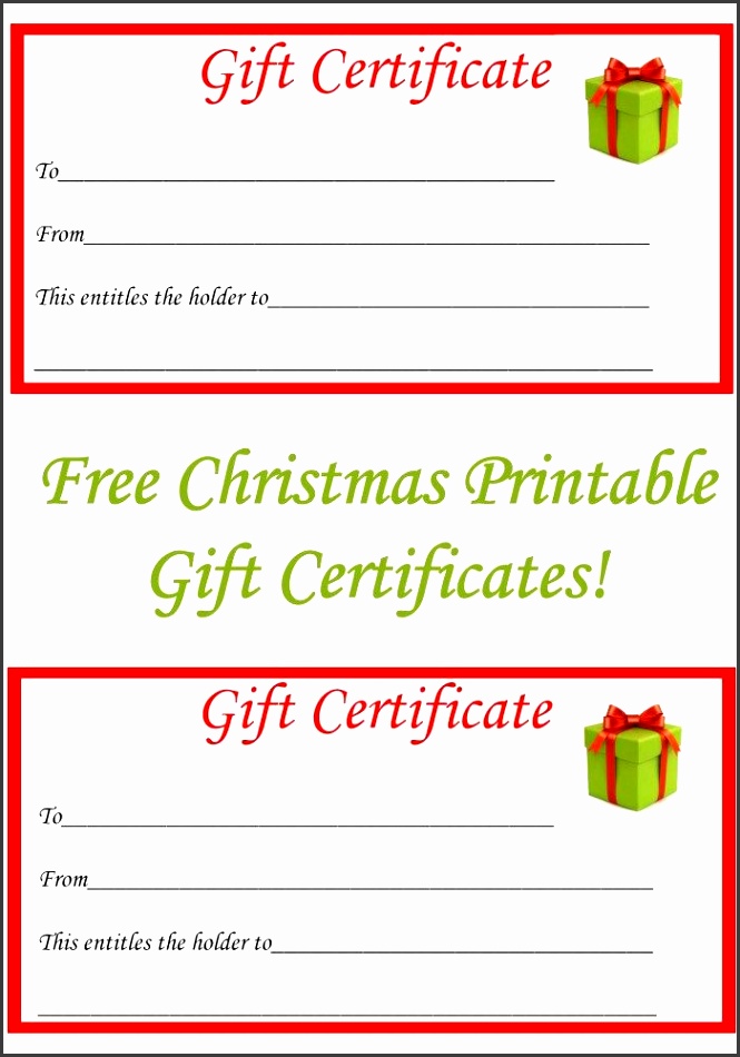 Free Christmas Gift Certificate Printables