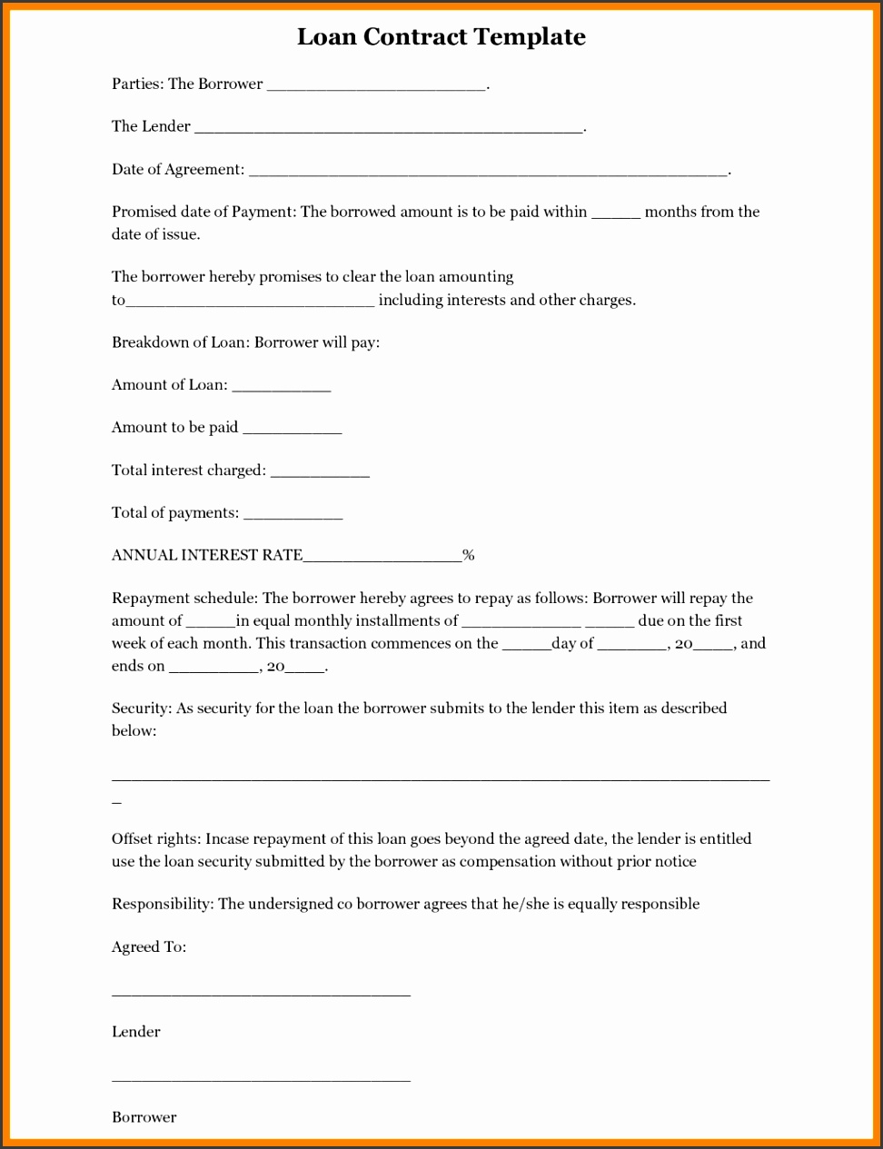 Simple Loan Agreement Form Free Printable Gift Voucher Template Doc Sample Word Document South Africa Format