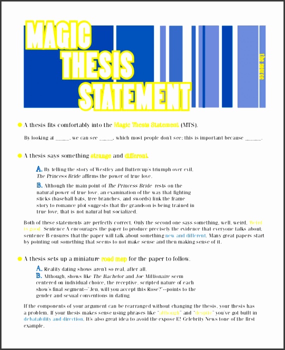 Magic Thesis Statement Template