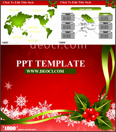 Red theme Christmas greeting cards ppt the slide template free