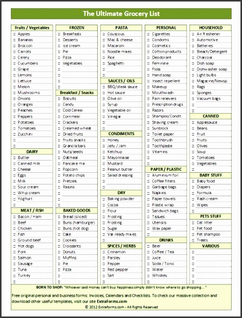 printable list