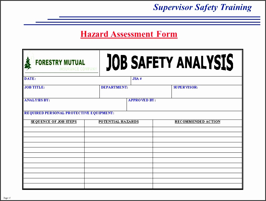 45 Hazard Assessment Form