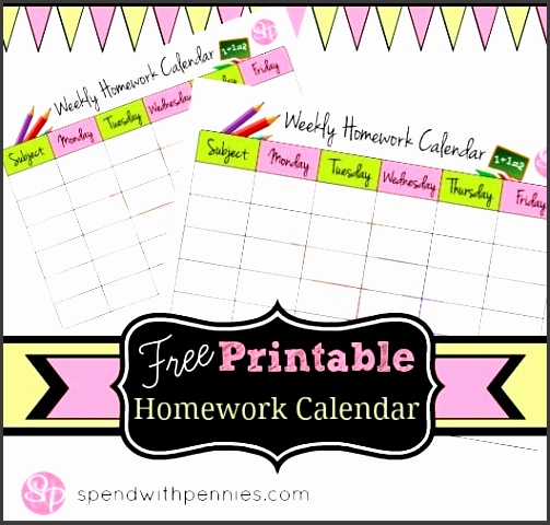 calendar printable blank homework