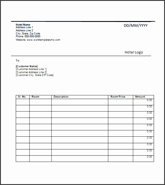 Hotel Invoice Templates – 15 Free Word Excel Pdf Format Customer Invoice Template