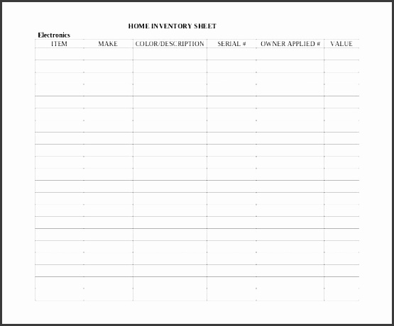 home inventory sheet free download pdf format template