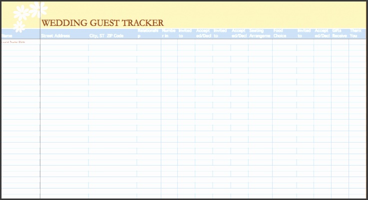 Wedding Guest List Template