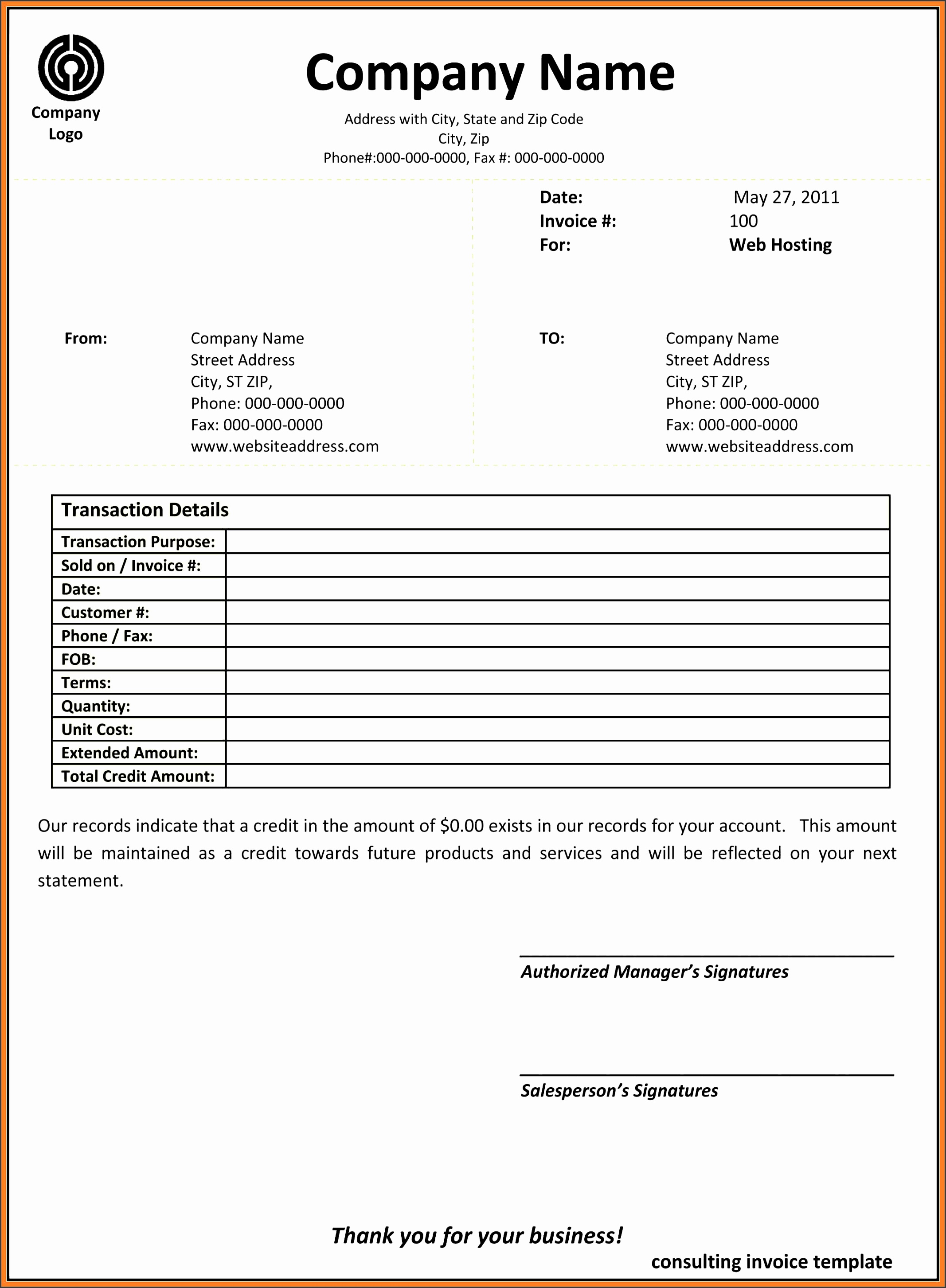 Invoice Sample Consulting Services