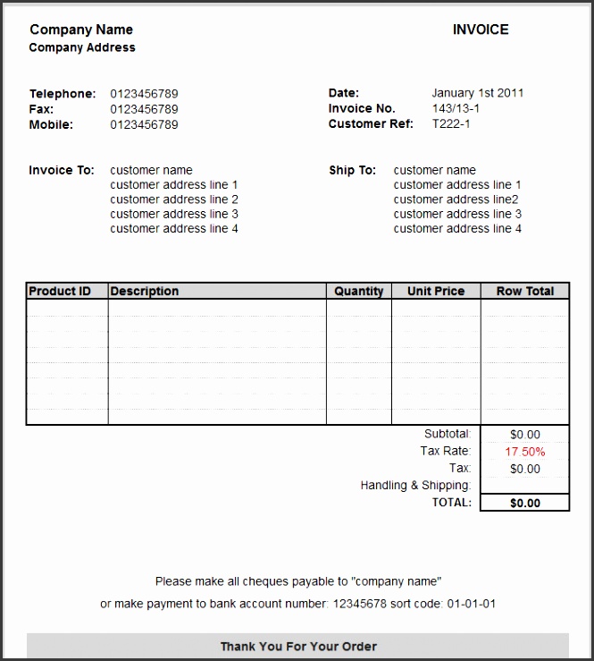 simple printable tax invoice sample template
