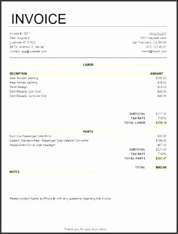 invoice template word basic service invoice for labor and parts with tax how to find invoice