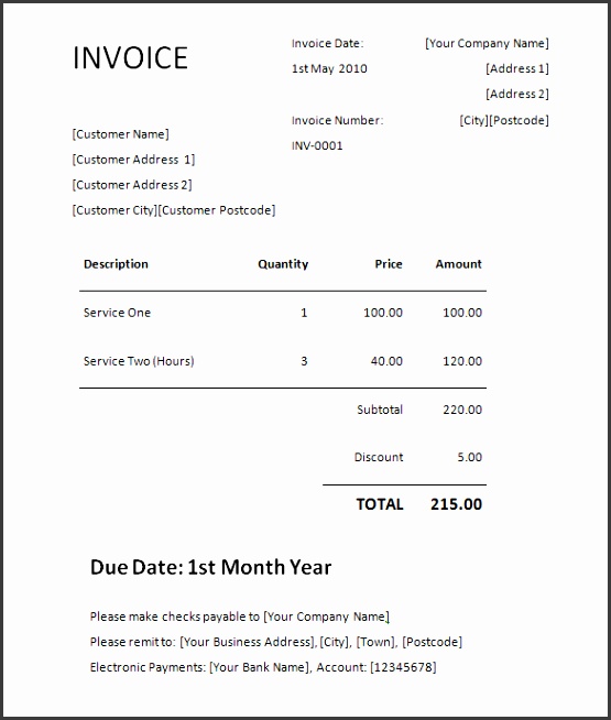 Microsoft Word Free Invoice Template Download