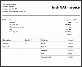 e4f0e 0a3b1 Irish VAT invoice Template