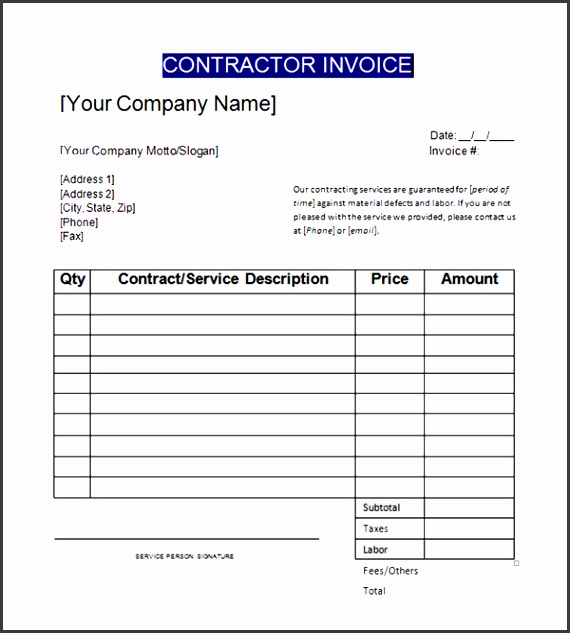 Sample Contractor Invoice Templates invoice Pinterest Template invoice template samples
