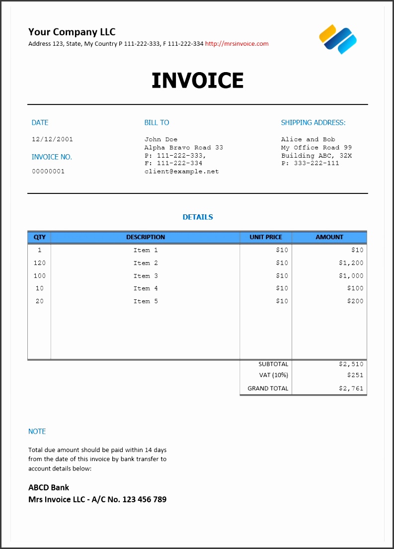 Invoice Template Word Doc Umstio Example Free Freelance Blank Sample Document
