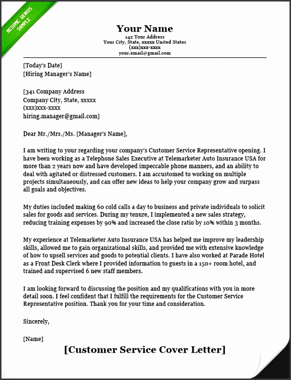Customer Service Professional CLASSIC Cover Letter Template