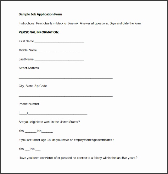 Job Application Template 18 Examples in PDF Word ytrxq Job Application Form Word Document Free Download
