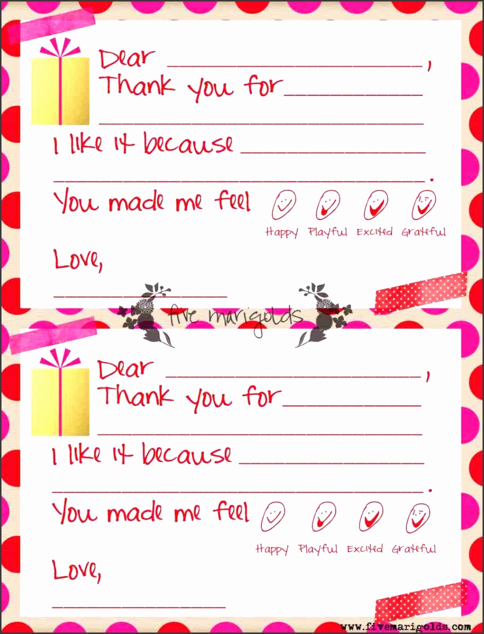 Christmas Thank You Note Template for Kids