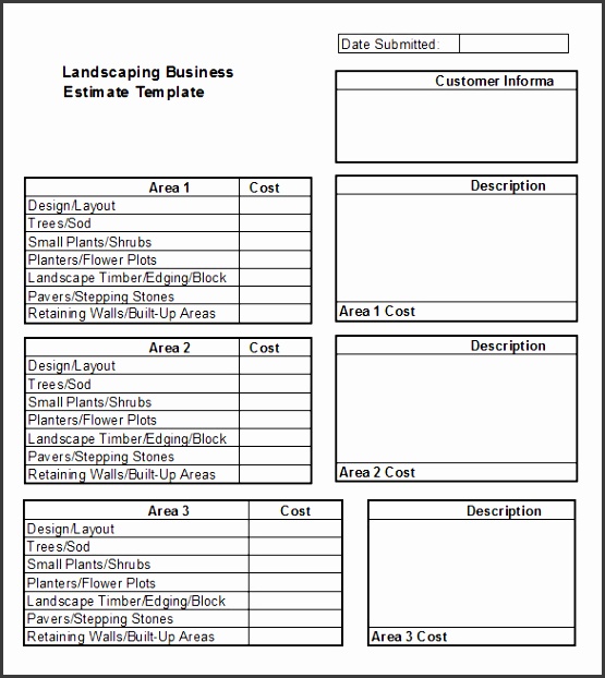 6 Landscaping Estimate Templates Free Word Excel Pdf Landscaping Invoice Template
