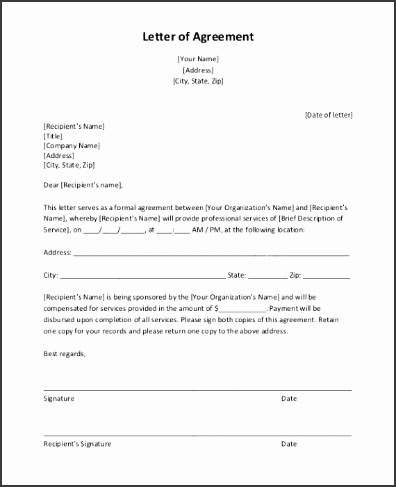 payment agreement letter agreement letter templates 11 free sample example format