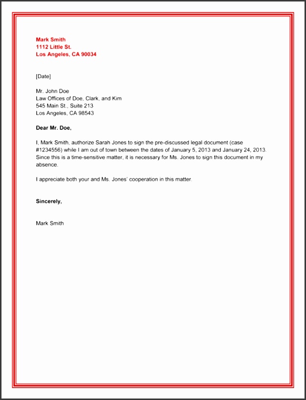 Legal Authorization Letter Sample