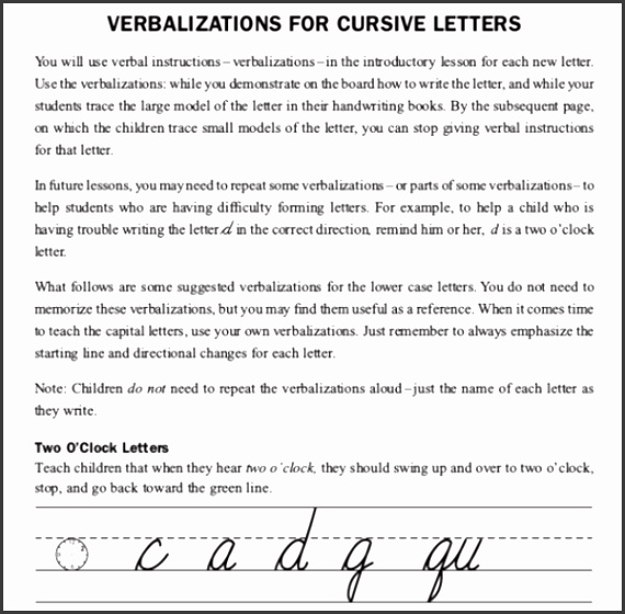 Verbalization for Cursive Letters Template