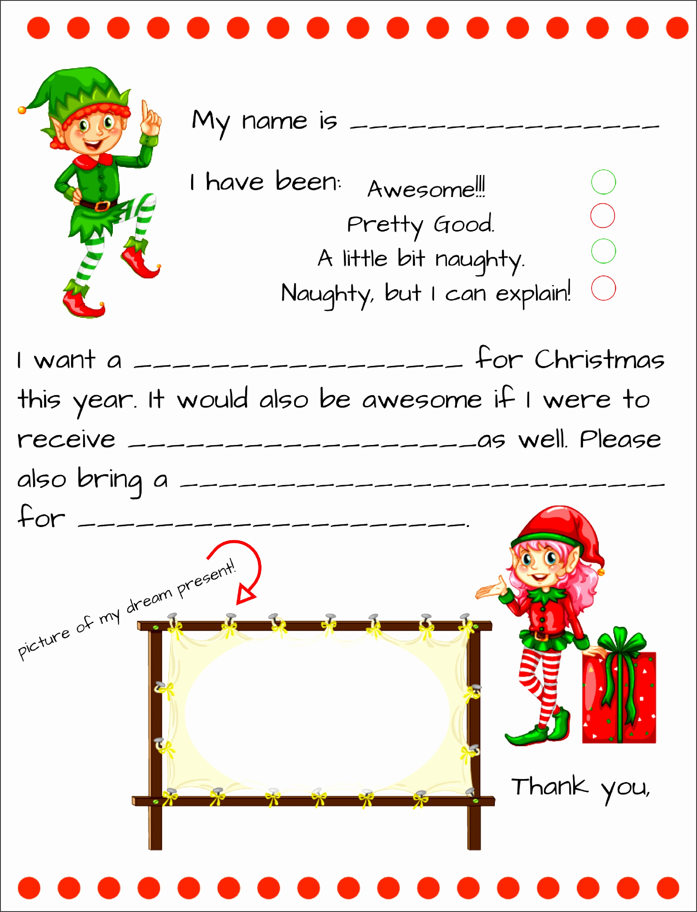 Free Dear Santa letter printable
