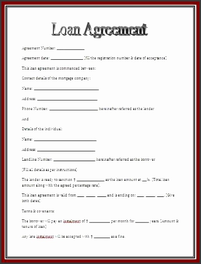 Agreement Form Template Personal Loan Agreement Form