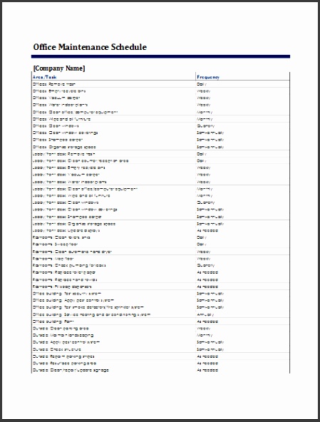 fice maintenance schedule