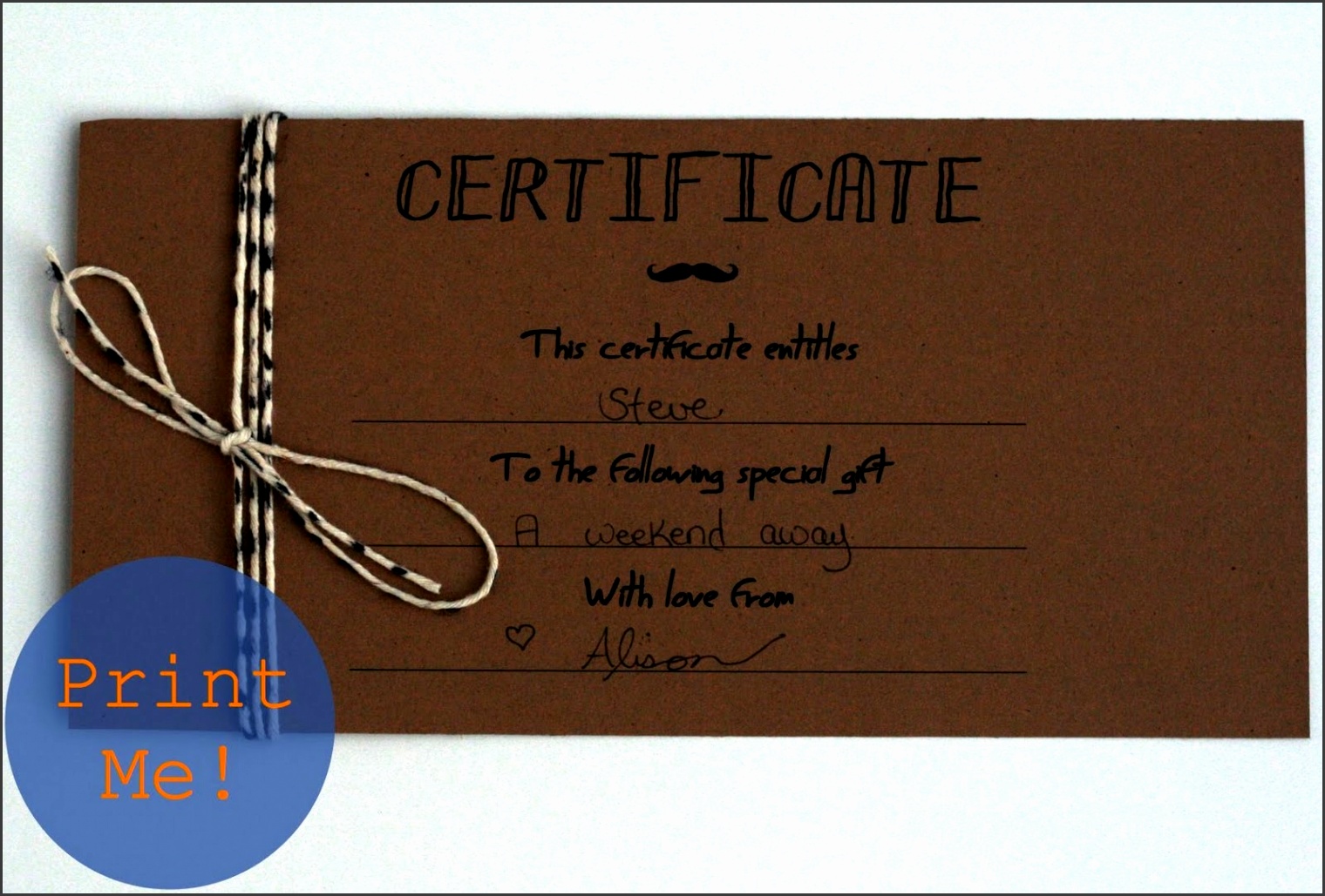 Printable Gift Certificates for Men