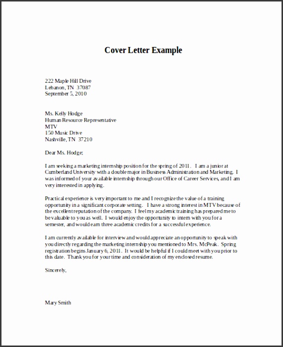Marketing Internship Application Letter
