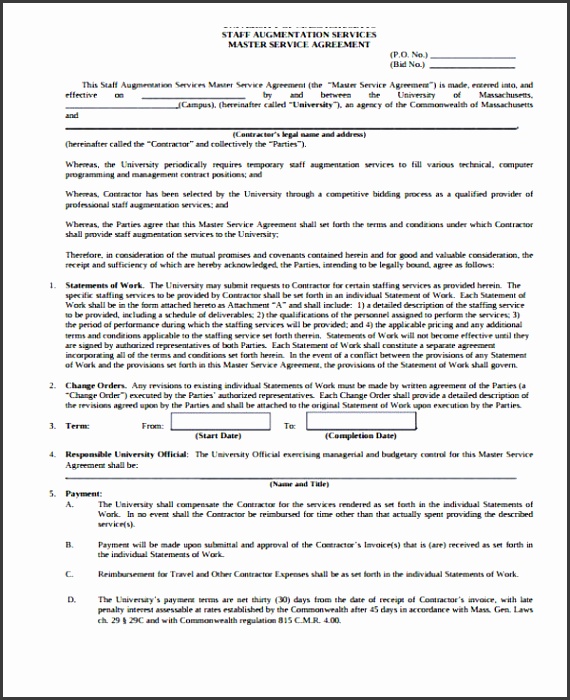 Staff Master Service Agreement Form