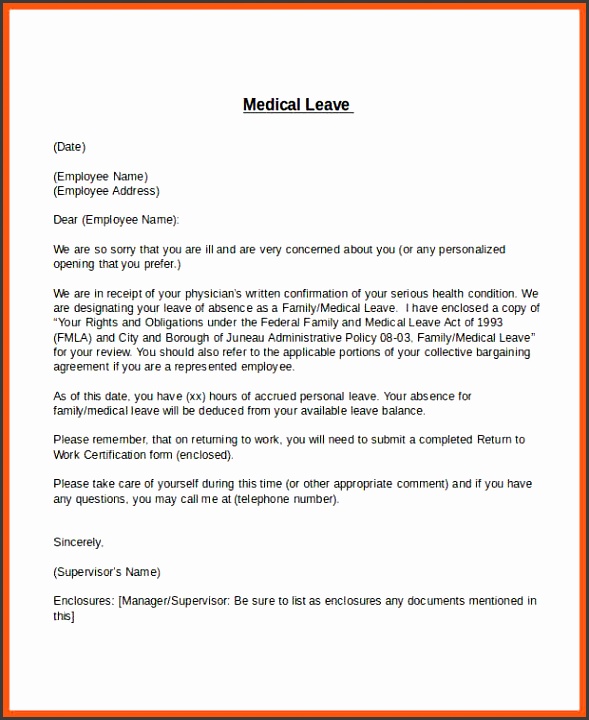 maternity leave letter template medical leave letter template 6
