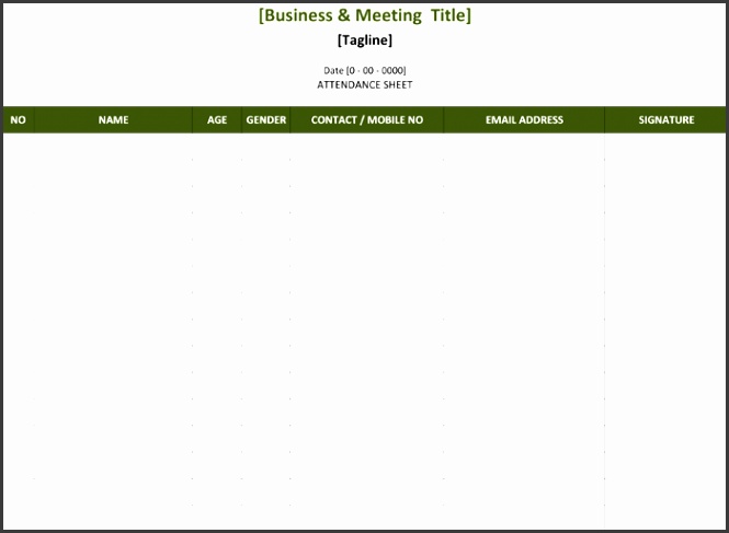 Meeting Attendance List Template for Excel