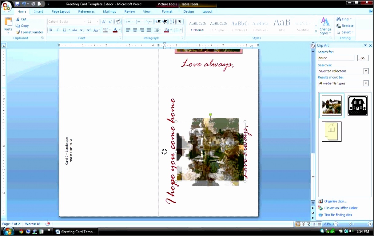 MS Word Tutorial PART 2 Greeting Card Template Inserting and Formatting Text Rotating Text