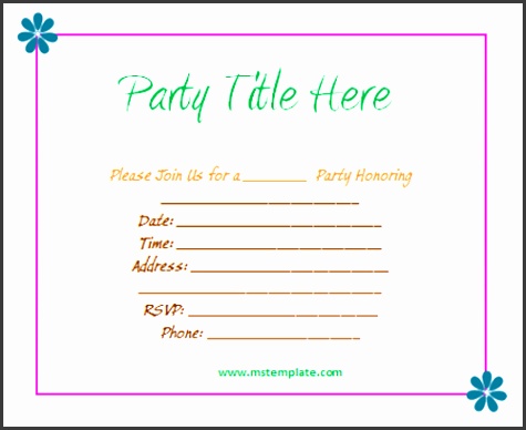 Party Invitation Template Word Birthday Party Invitation Templates Word 5 Original Microsoft Word Template