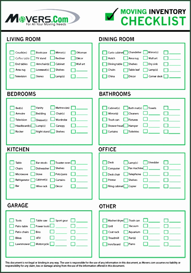 moving inventory list