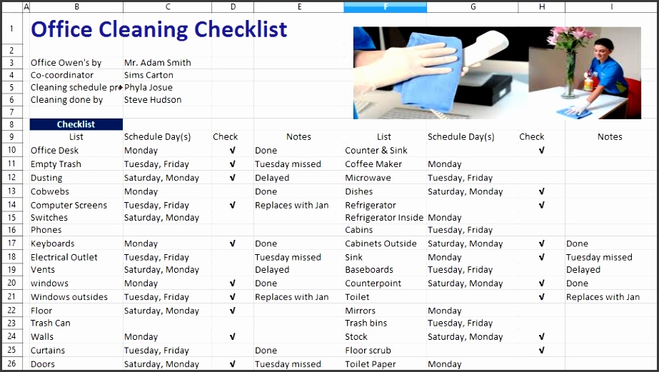 fice Cleaning List Template 28 fice