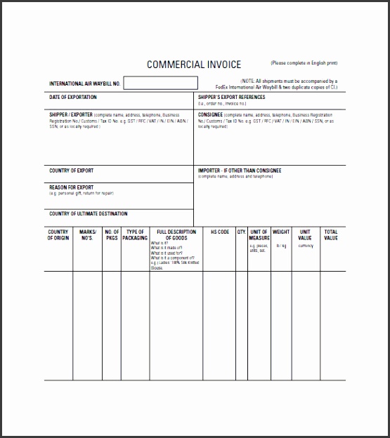 mercial Invoice Template for fice Lease
