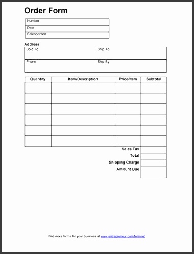 Free Printable Sales Order Form