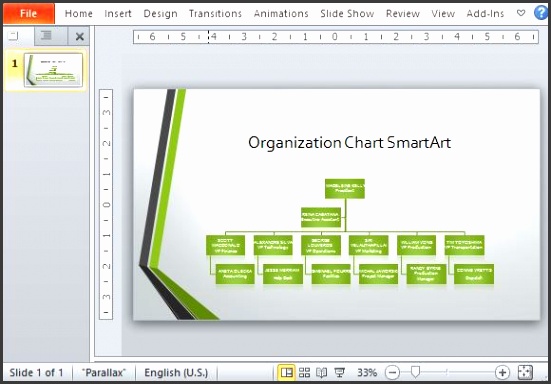 Widescreen Organizational Chart Template For PowerPoint