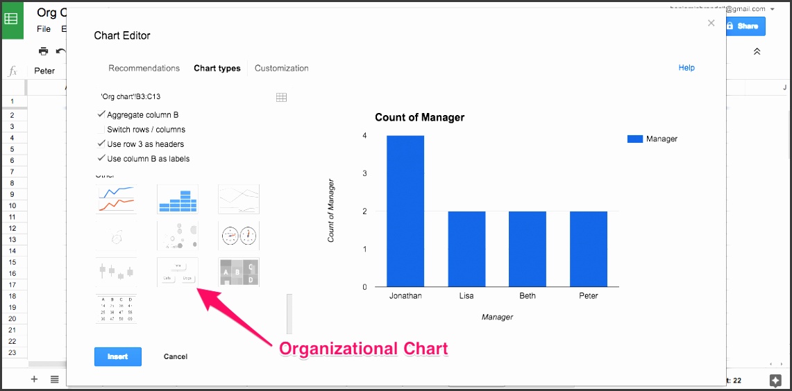 it and you ll have an organization chart automatically generated for you