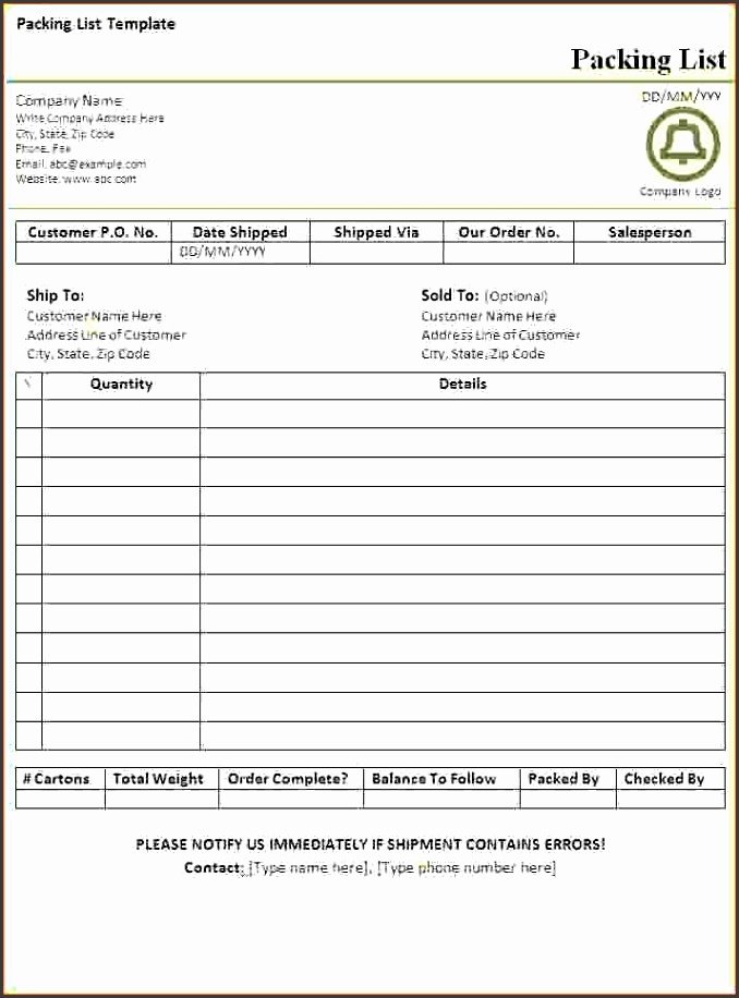 10 packing list template