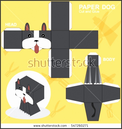Dog paper craft template