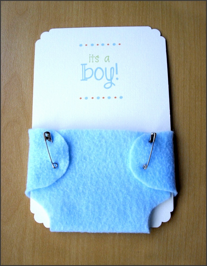 Template Shaped Diaper Baby Shower Invitations Blue Paper Two Pin
