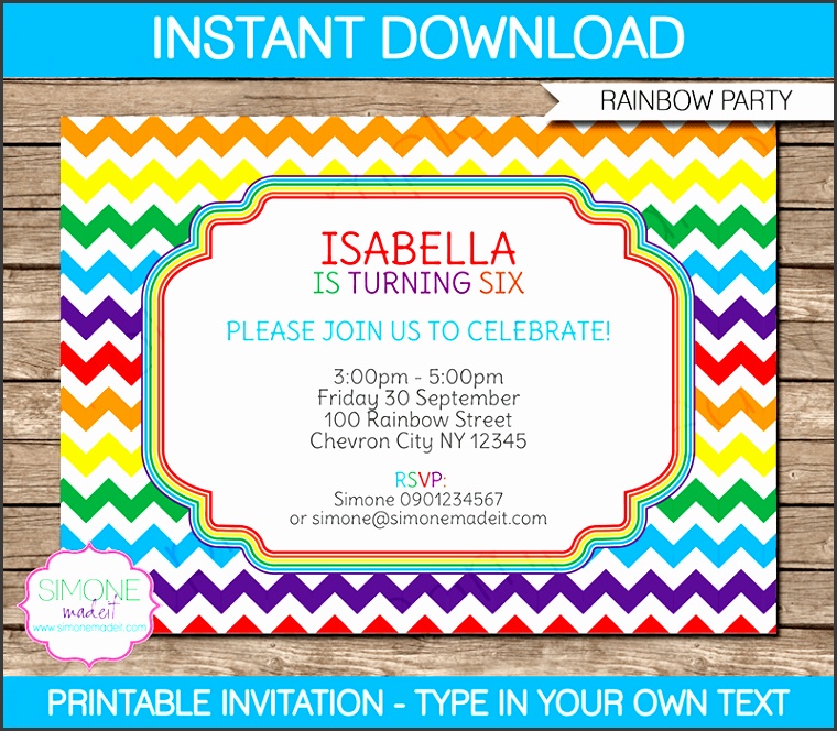 Rainbow Party Invitations Template