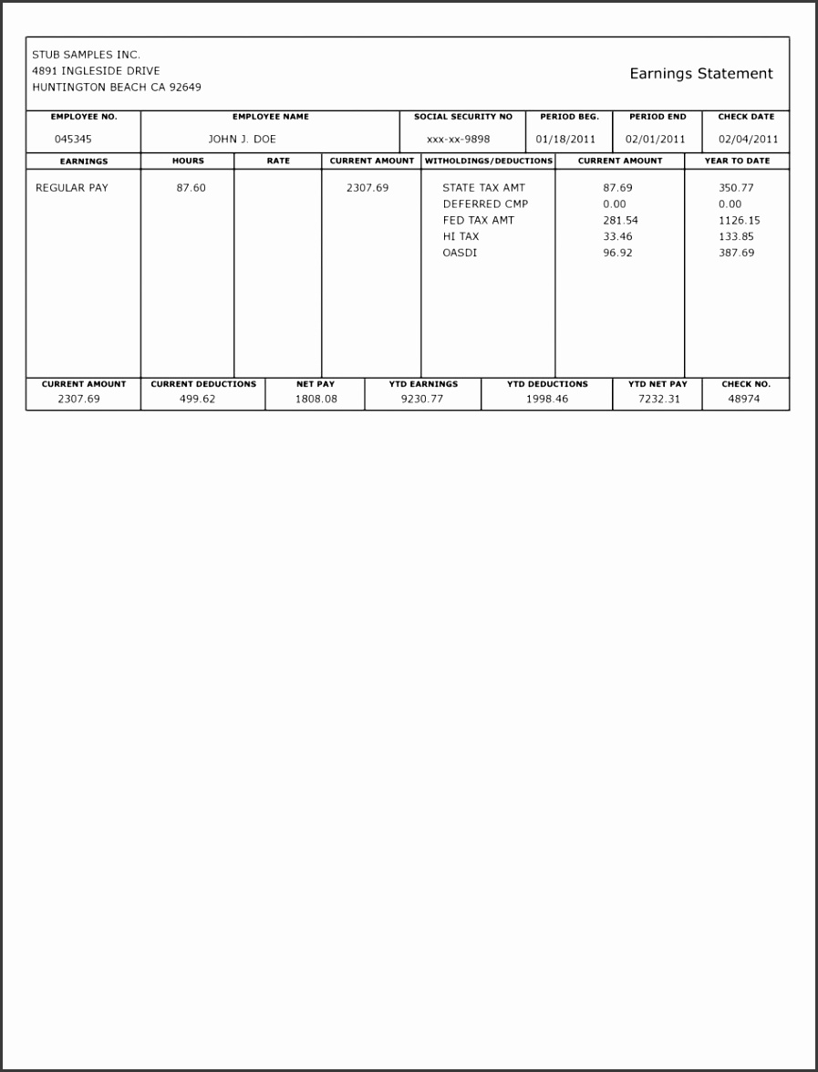 Checks Template Free Pay Stub Template With Calculator Check Stubs Free