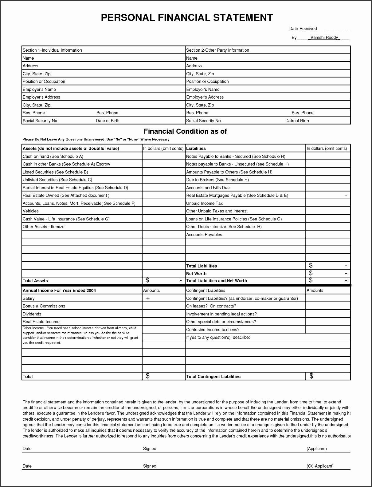 personal financial statement template onghmhde